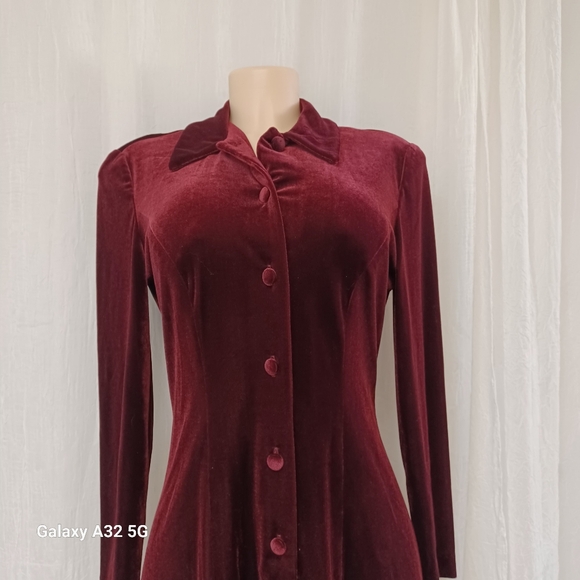 Talbots  Vtg Women Size 6 Rich Burgundy Long Sleeve Dress - Picture 5 of 16